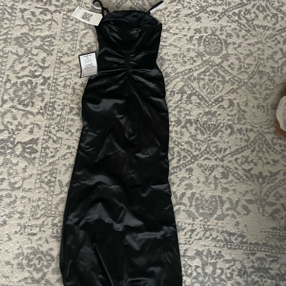 Emerald Sundae Black Satin Maxi Dress